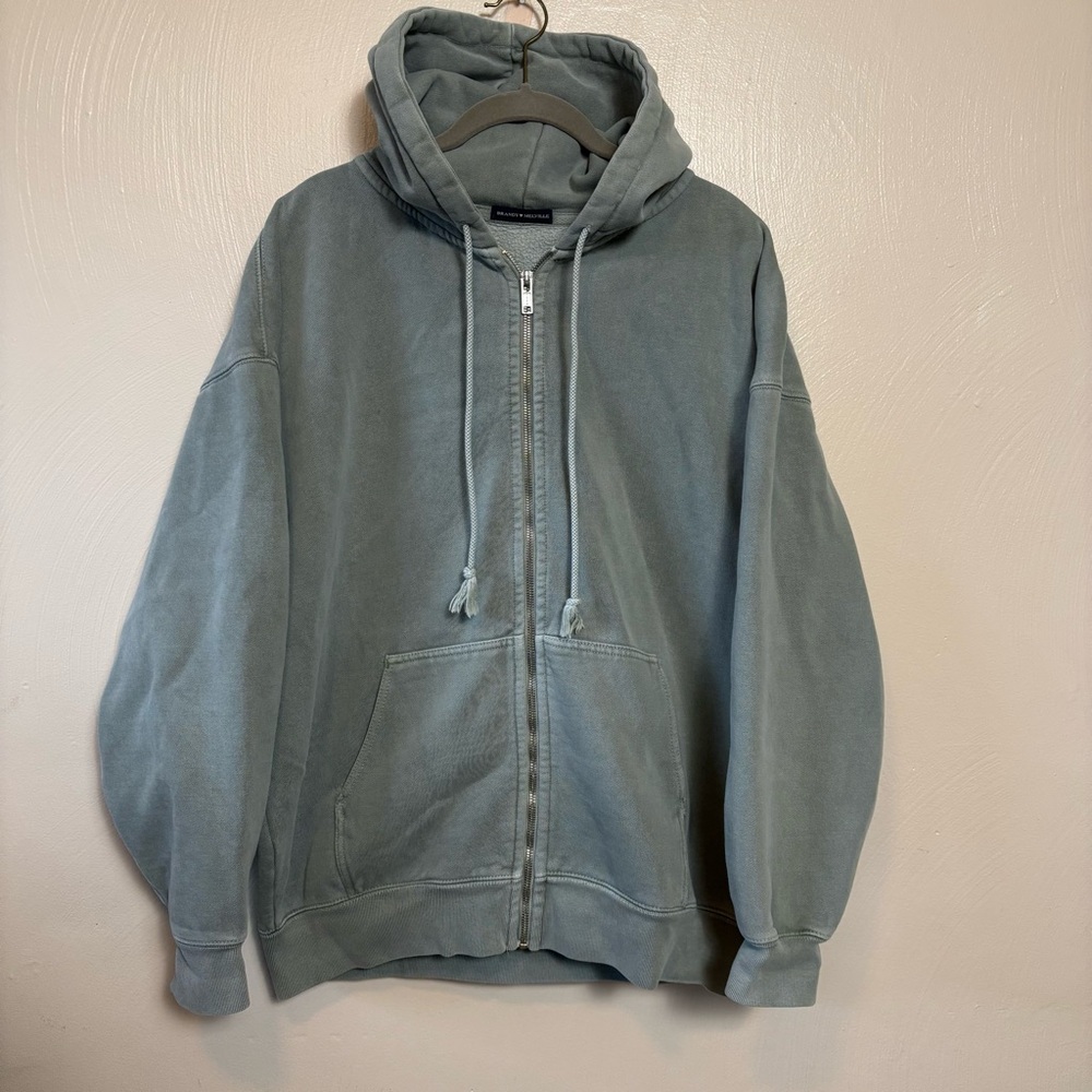Brandy Melville Women’s Hoodie Jacket Full Zip Heavyweight Light Green One Size